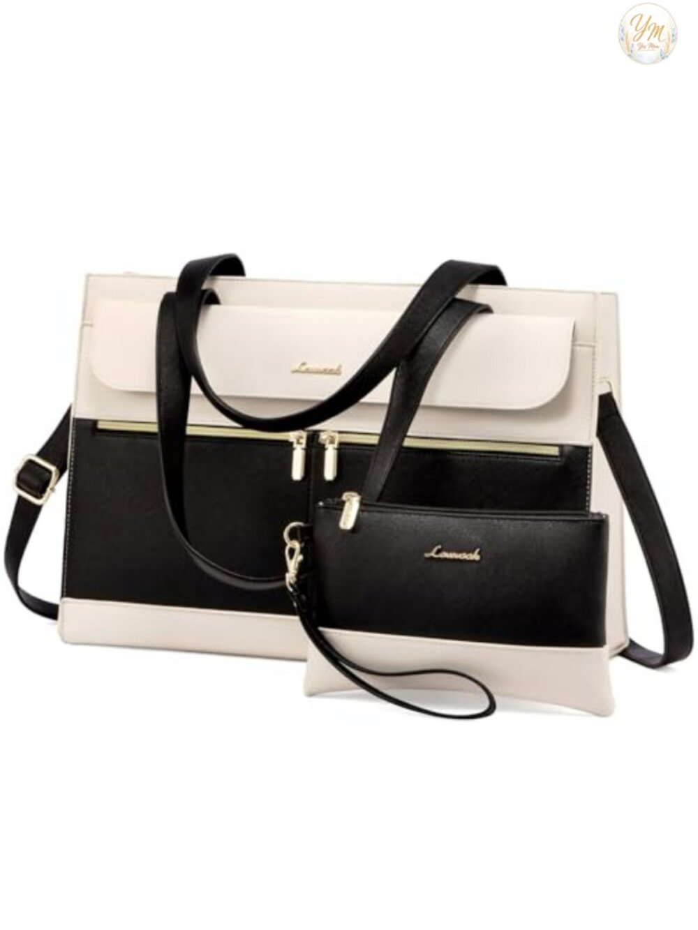 15.6 Inch PU Leather Laptop Tote Bag for Women Waterproof Computer Briefcase